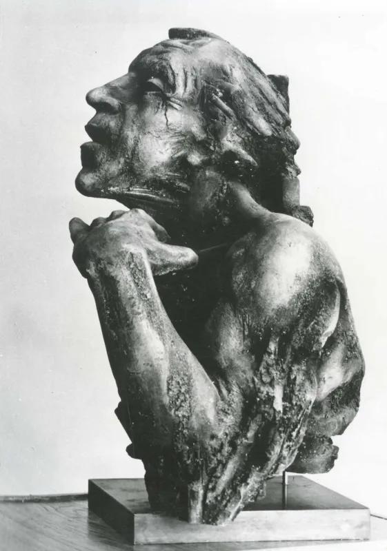 Б. Рудий. «В. Висоцький». 1982. Шамот, метал, дерево