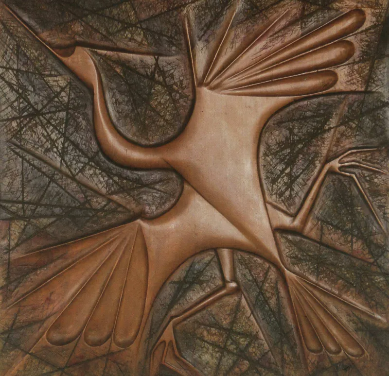 Б. Рудий. «Важкий переліт». 1992. Дерево, різьблення