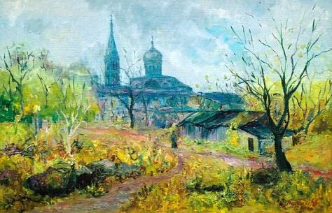 В. Бабієнко. «На ранкову службу». 2000. Полотно, олія