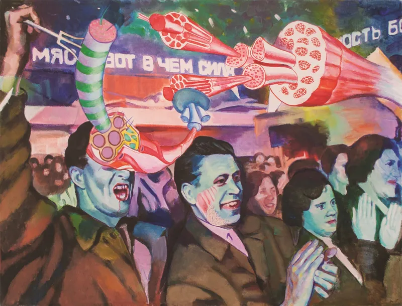 А. Сидоренко. «Мяс-медіа». 2014. Полотно, акрил